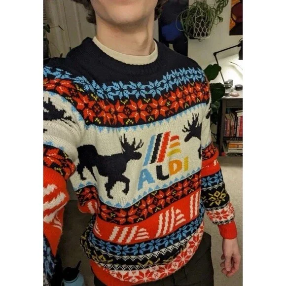 Aldi Limited Edition Christmas Holiday Sweater Fair Isle Unisex Size Small - Picture 4 of 13
